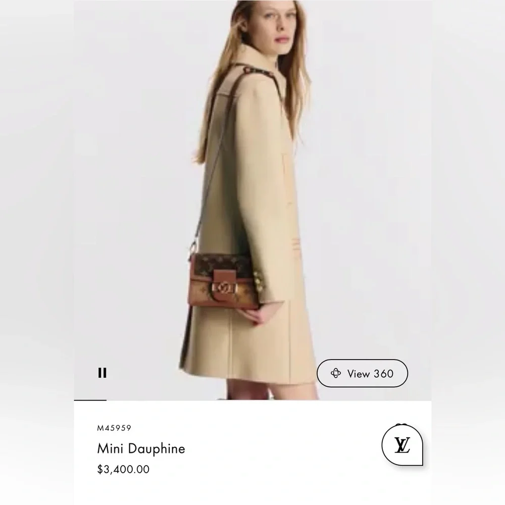 🔥 LOUIS VUITTON REVERSE MONOGRAM MINI DAUPHINE SHOULDER BAG FULL INCLUSION - Picture 4 of 17